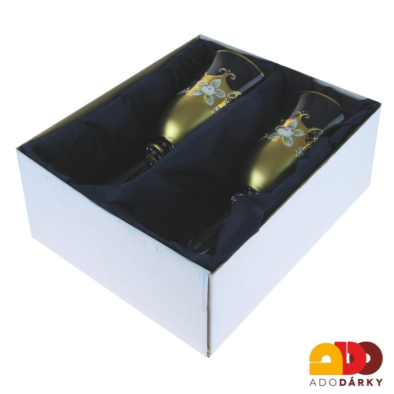 Sada dvou číší na víno zdobených zlatem a smaltem 250 ml