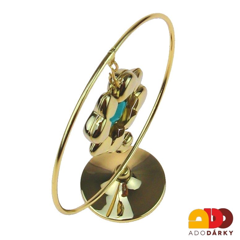 Čtyřlístek Crystocraft 24K zavěšený v kruhu zlacená figurka