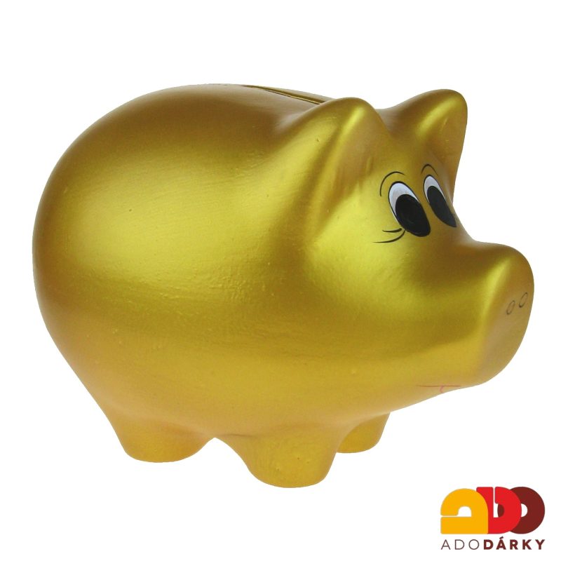 Pokladnička prasátko střední zlaté 24 cm