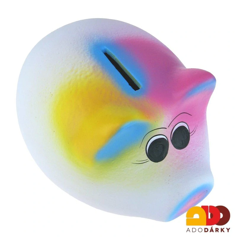 Pokladnička prasátko střední duhové 24 cm