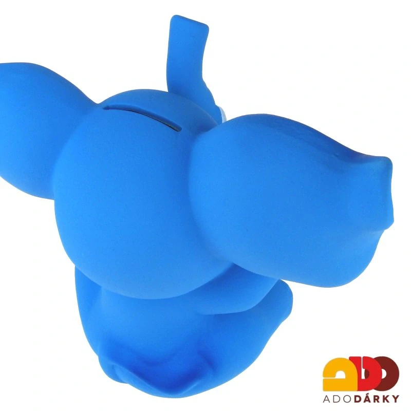 Pokladnička slon s velkýma ušima modroduhový 28 cm