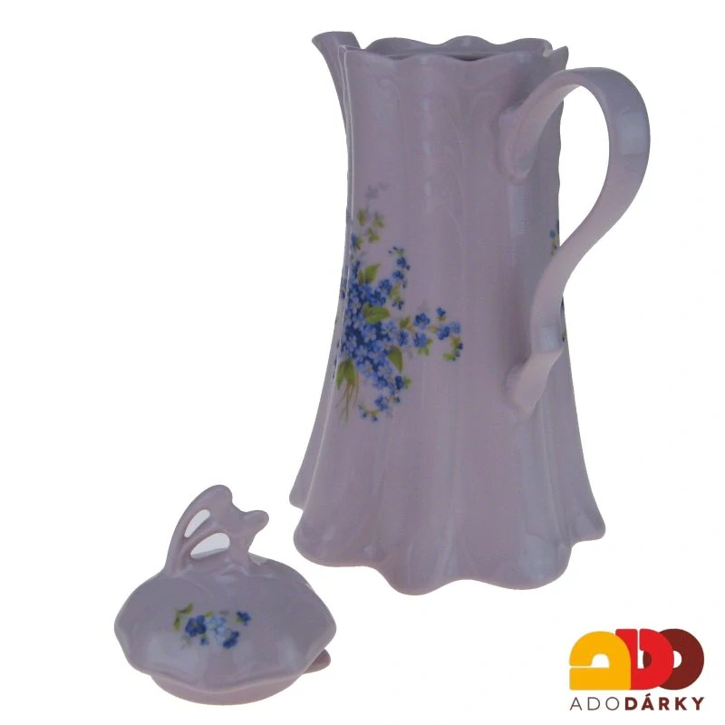 Konvice růžový porcelán pomněnky 1l
