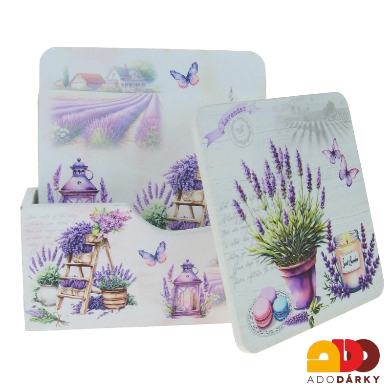 Sada 6 hranatých podtácků Lavender