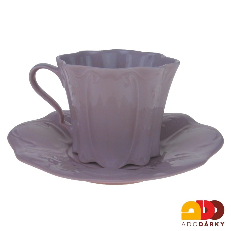 Sada šálků s podšálky růžový porcelán - gladys - drobné květy 0,12 l