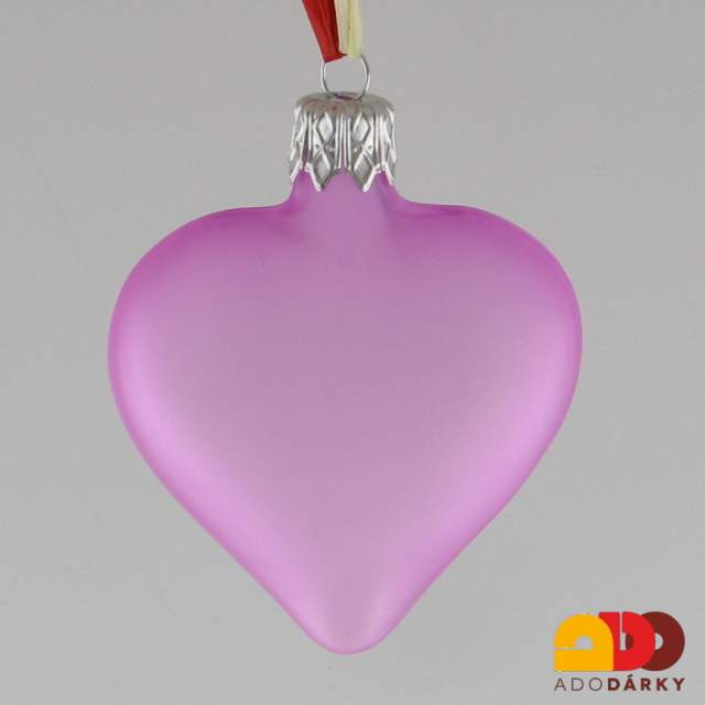 Srdíčko z foukaného skla - ostře fialové 7 cm