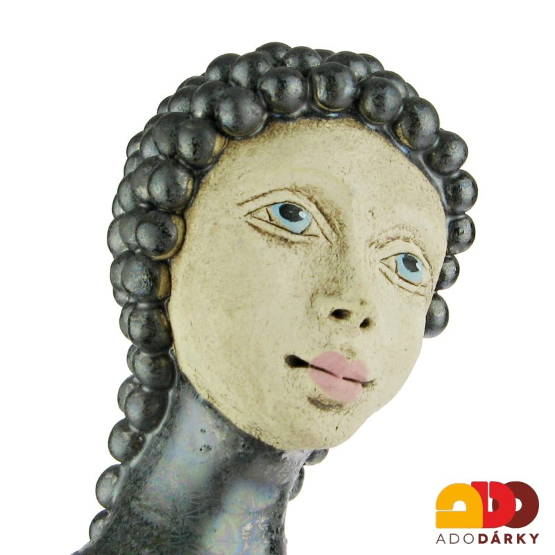 Socha ženy v metalických šatech 49 cm