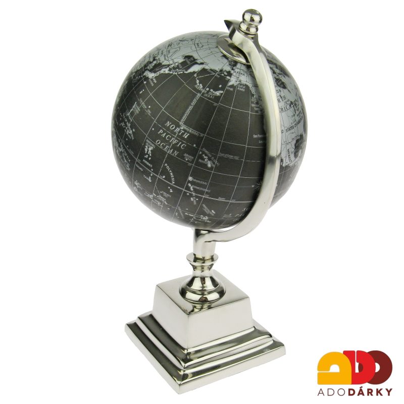 Globus v černostříbrné barvě ø 14 cm