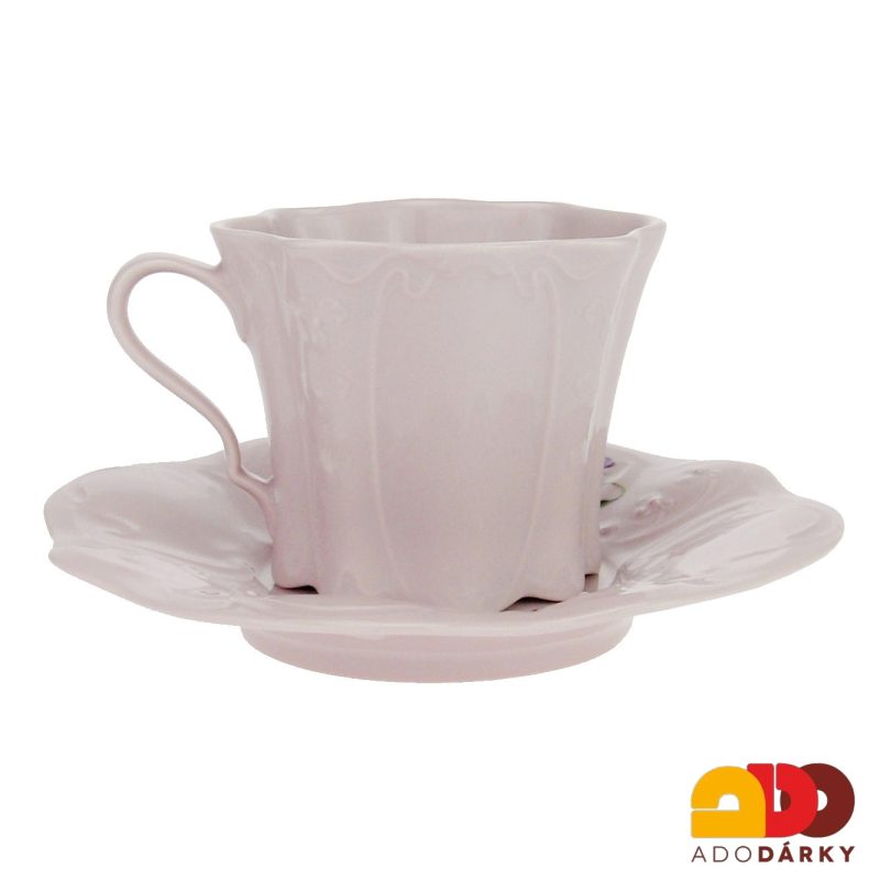 Sada šálků s podšálky růžový porcelán 0,12 l