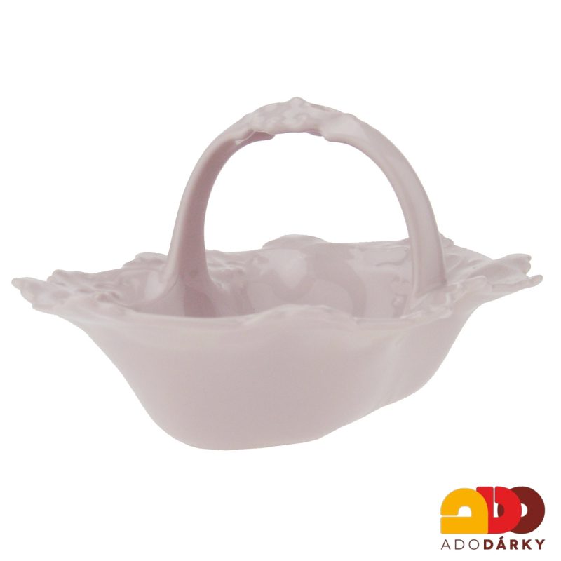 Košík růžový porcelán 18,5 cm