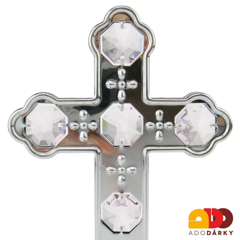Velký kříž Swarovski stříbřený
