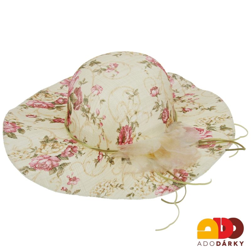 Dámský letní klobouk smetanový s růžemi