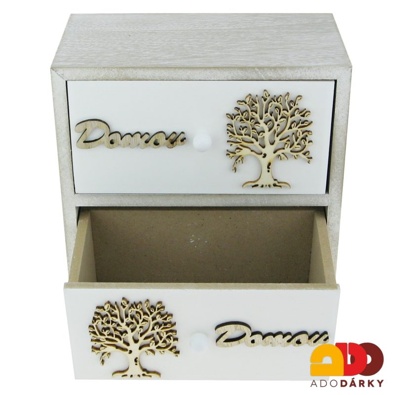 Šperkovnice Domov s dvěma šuplíčky nad sebou 16 x 11,5 x 16,5 cm