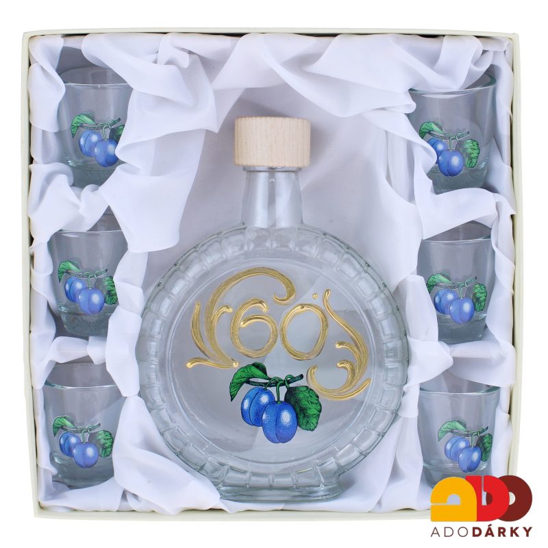 Sada 6 odlivek s láhví "60 švestky" 0,35 l