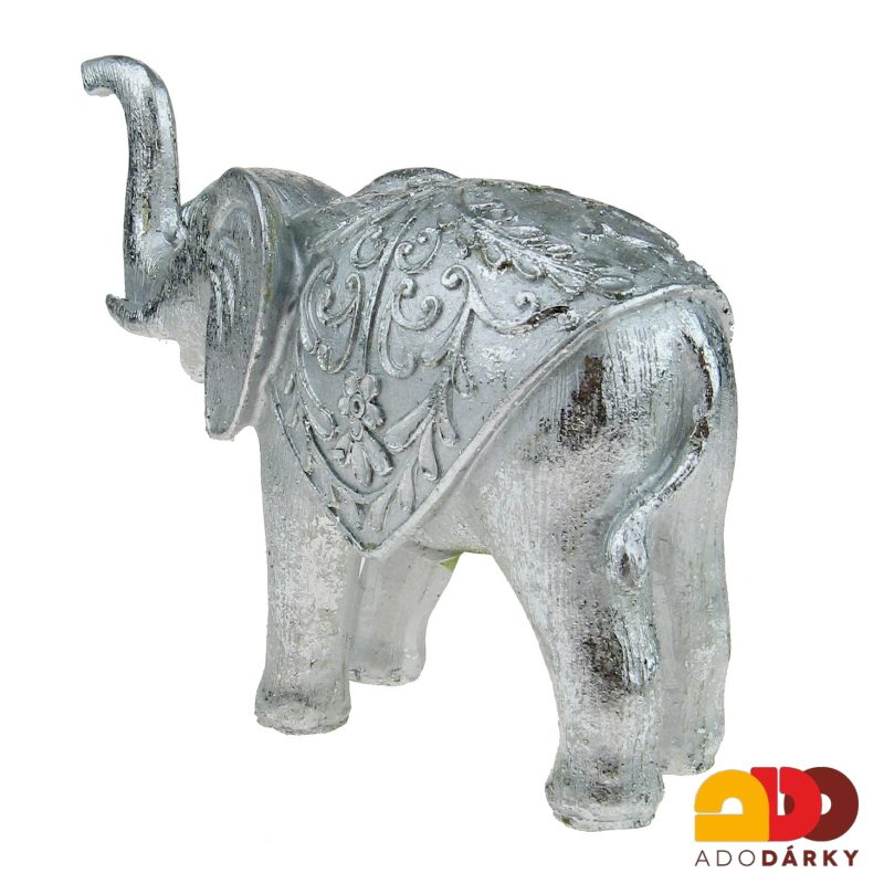 Slon stříbrné barvy 18,5 cm