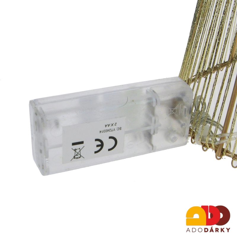 Stříbrný drátěný anděl s LED osvětlením 53 cm
