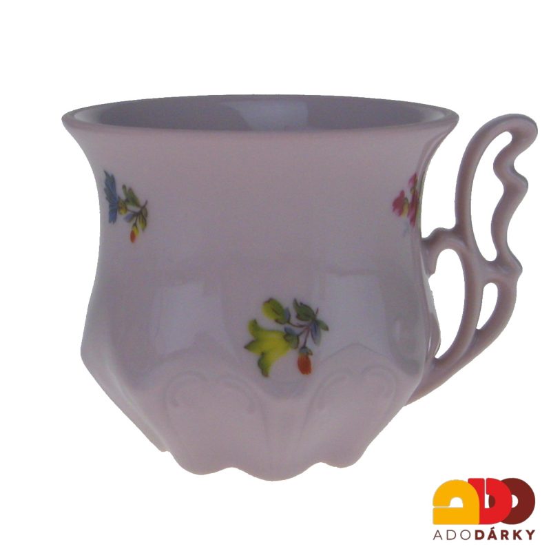 Snídaňová sada 2 hrnků s podšálkem růžový porcelán házenka 120 ml