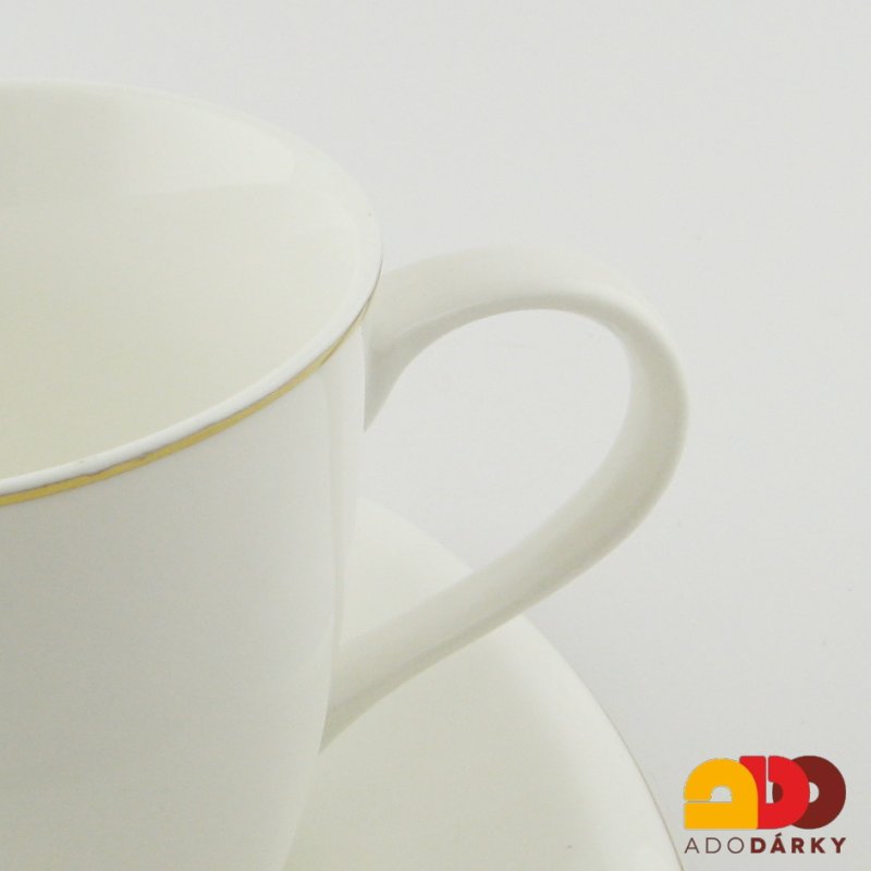 Souprava dvou šálků s podšálky se zlatým okrajem - var. 1