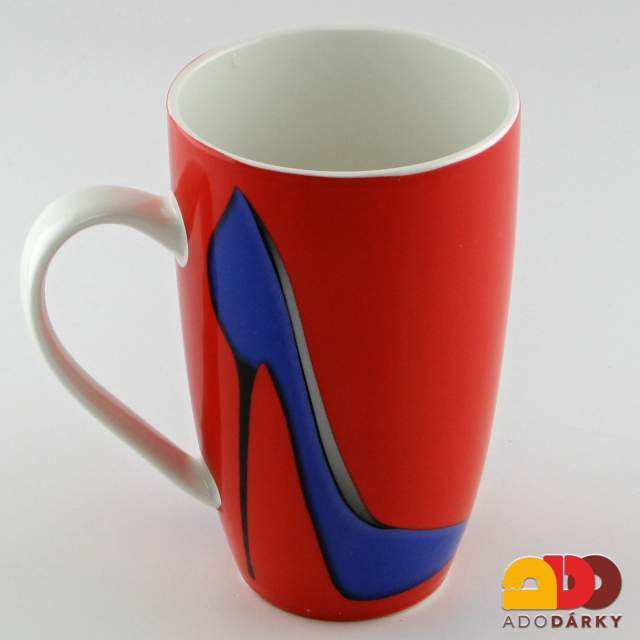 Hrnek červený dámská lodička 420 ml