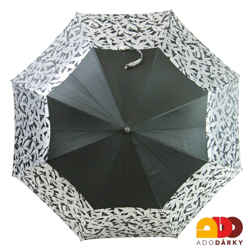 Ručně šitý dámský deštník Stříbrné lístky