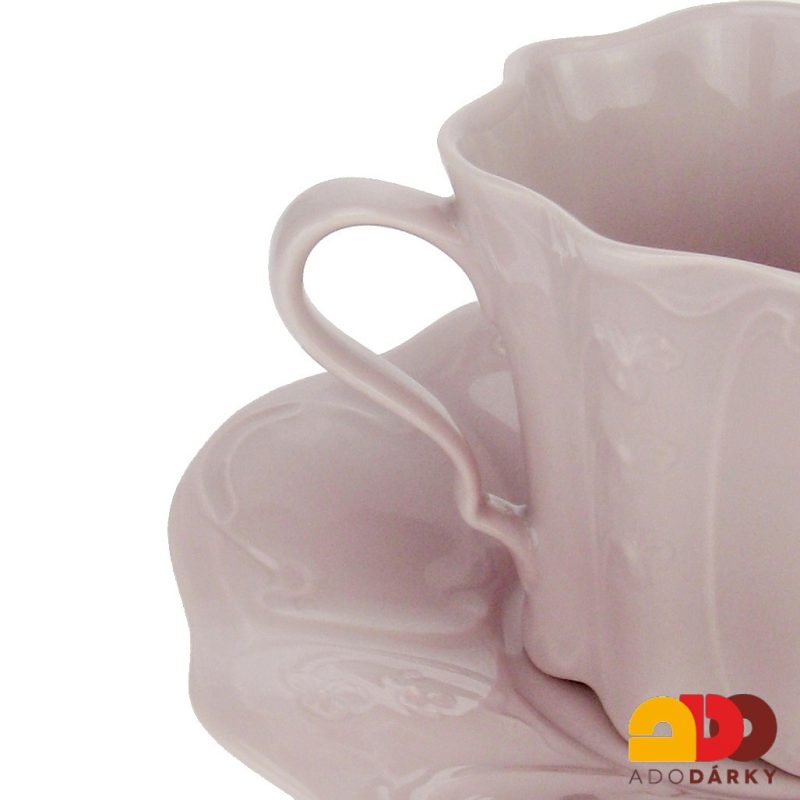 Sada šálků s podšálky růžový porcelán 0,12 l