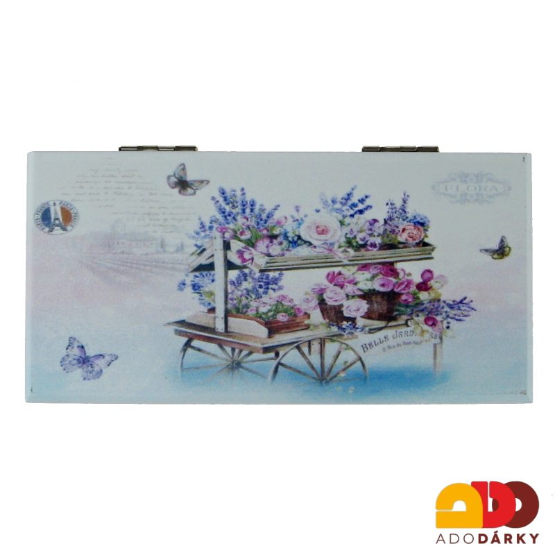 Šperkovnice - vozík s květy 16 x 19,5 x 8 cm