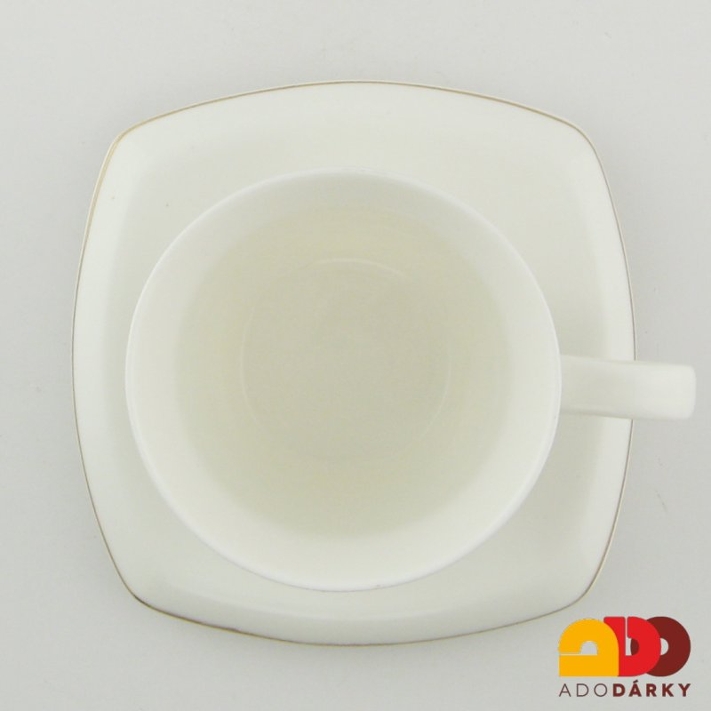 Souprava dvou šálků s podšálky se zlatým okrajem - var. 1