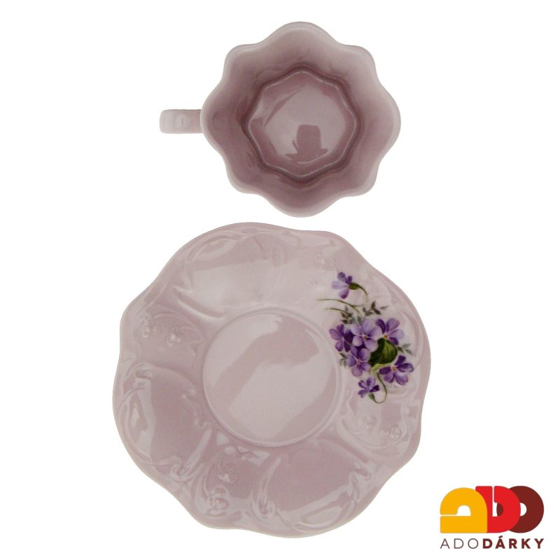 Sada šálků s podšálky růžový porcelán 0,12 l