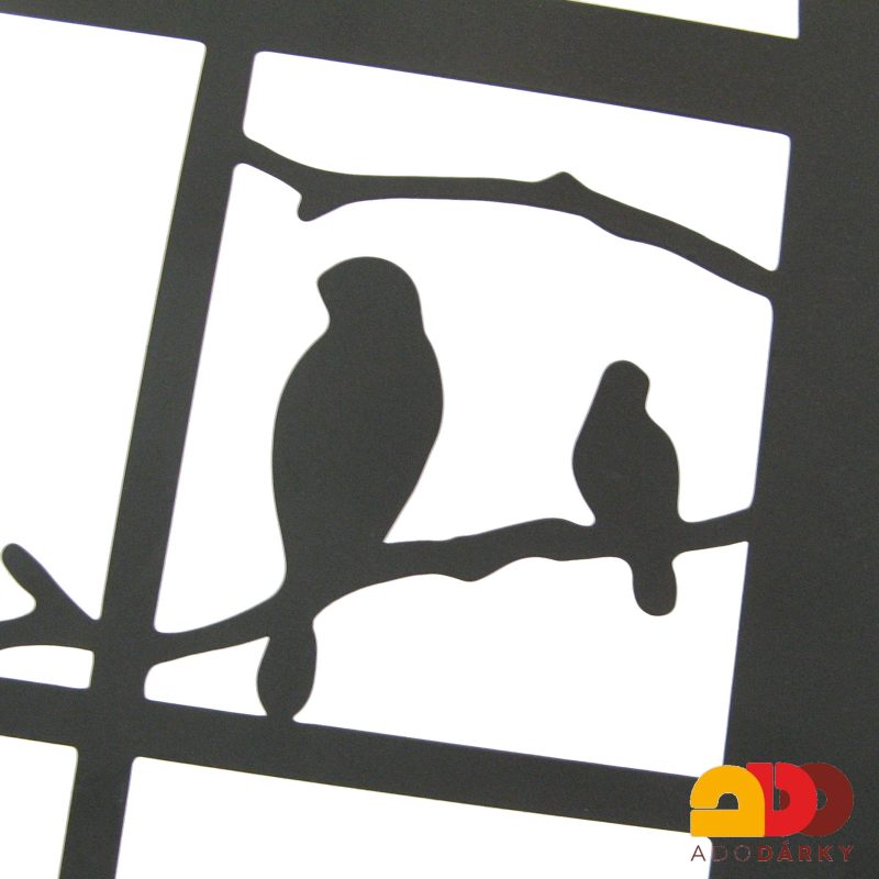 Plechová nástěnná dekorace okno s kočkou 66 cm