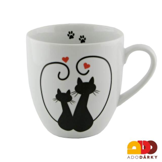 Hrnek s dvěma kočkami v srdci 670 ml