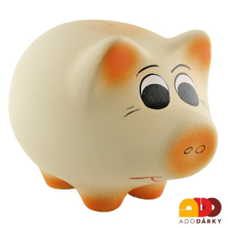 Pokladnička prasátko střední světle žluté 24 cm