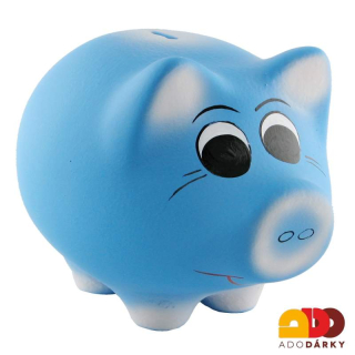 Pokladnička prasátko střední modré 24 cm