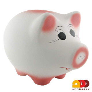 Pokladnička prasátko střední bílé 24 cm