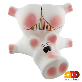 Pokladnička prase obrovské bílé s tangama 31 cm