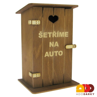 Pokladnička kadibudka "Šetříme na auto" 11 x 10 x 18,5 cm