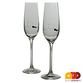 Flétny na šampaňské srdce Swarovski 150 ml sada 2 ks