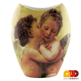 Váza s obrázkem dvou andělů 21 cm