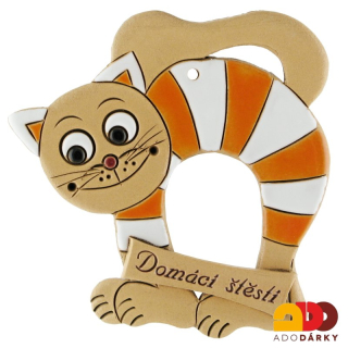 Kocour pruhovaný oranžovobílý na zeď "Domácí štěstí" 13 cm