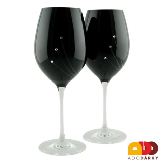 Sklenice na víno Swarovski Black 470 ml, 2 ks