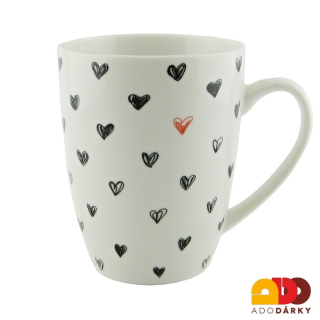Hrnek se srdíčky - černými 300 ml