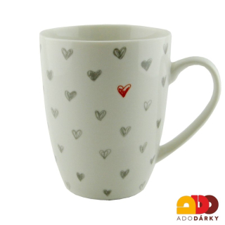 Hrnek se srdíčky - šedými 300 ml