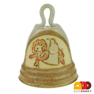 Světlý zvonek s andělem 9,5 cm