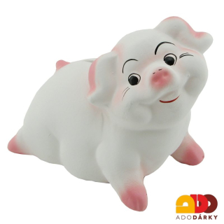 Pokladnička prase malé bílé 19 cm