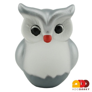 Pokladnička sova malá bílo-šedá 16 cm