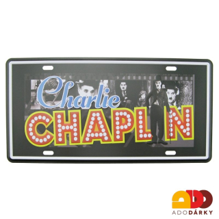 Plechová cedule Charlie Chaplin 31 x 15,5 cm