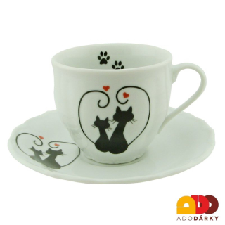 Šálek s podšálkem se dvěma kočkama 230 ml