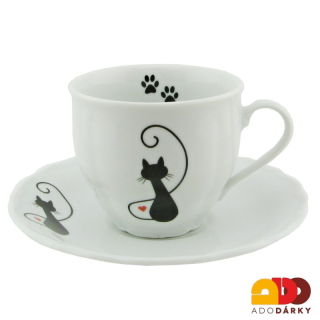 Šálek s podšálkem se sedící kočkou 230 ml