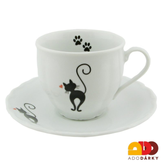 Šálek s podšálkem s kočkou s ocasem nahoru 230 ml