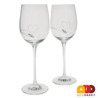 Sklenice na víno Swarovski srdce 450 ml sada 2 ks