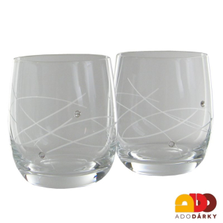 Sklenice na whisky Swarovski se dvěma kamínky 350 ml, 6 ks