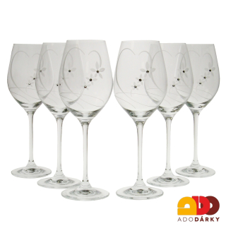 Sklenice na víno Srdce Swarovski 360 ml sada 6 ks